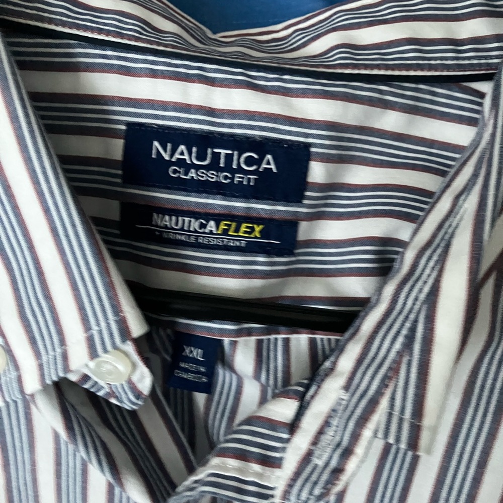 Nautica Men's Classic Fit Striped Shirt - Blue and White